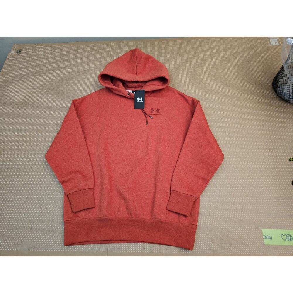 Under Armour Women's UA Icon Fleece Oversized Hoodie LC7 Taupe Orange Small